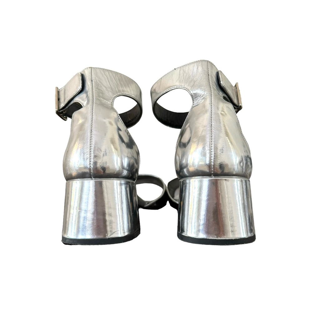 PRADA Sandal Silver Leather Block Heel - Picture 12 of 17